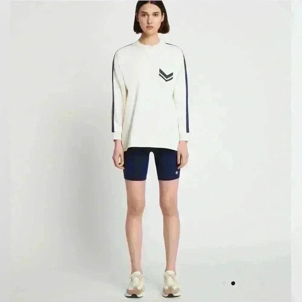 Tory Burch Oversized Long Sleeve Tee, white, XS